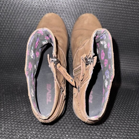 Teva Foxy Brown Leather Side Zip Casual Comfort Ankle Bootie Womens Size 9 - Picture 6 of 9